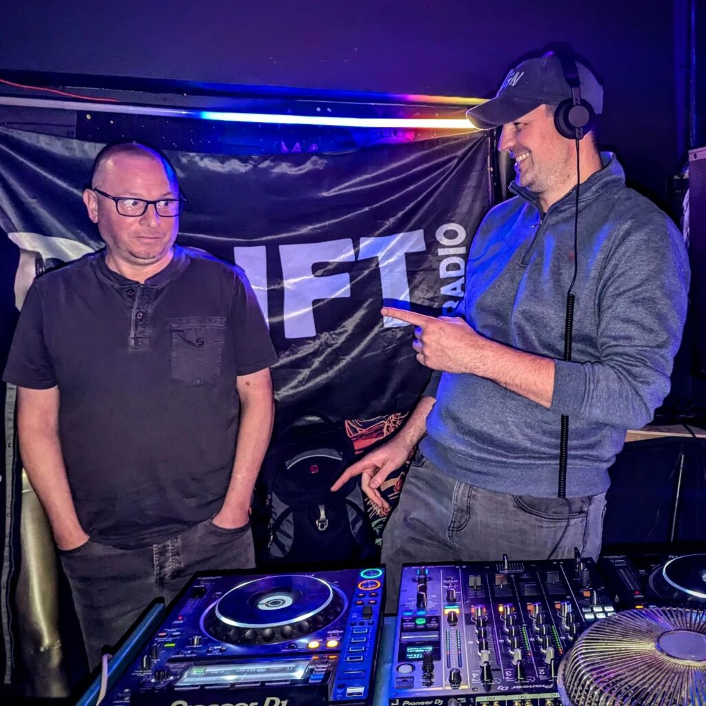 Mark Cava and Gabe Collier at the Drift Radio Open Deck night -Tinkers Bar Rhyl, Nov 2024